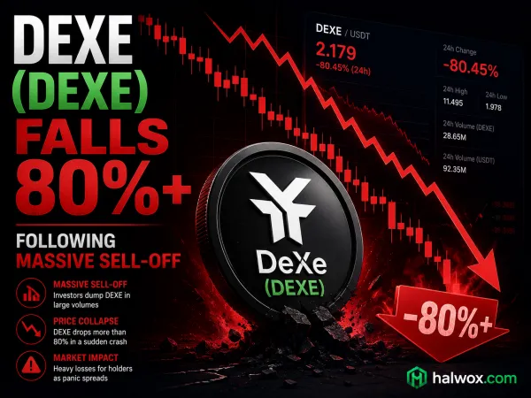 DeXe (DEXE) price chart showing a sharp decline after heavy selling pressure.